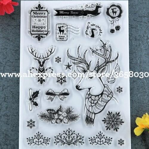 MERRY CHRISTMAS Deer Snowflake Scrapbook DIY photo cards rubber stamp clear stamp transparent stamp 11x15.5cm 8112621