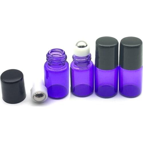 1pcs Refillable 2ml Roll on Purple-blue Glass Bottles for Essential Oil Roller Perfume Mini Roller Bottle
