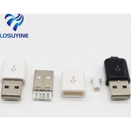 10pc/lot DIY USB 2.0 A Male Assembly Adapter Connector Plug Socket black white