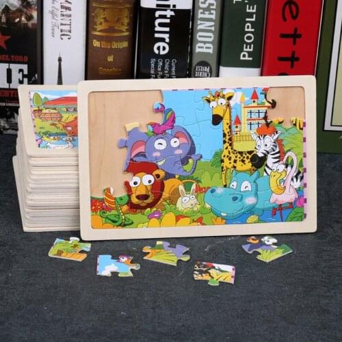24pc wooden puzzle toy infant and young child education and enlightenment animal toy cartoon animal puzzle child Interactive Toy