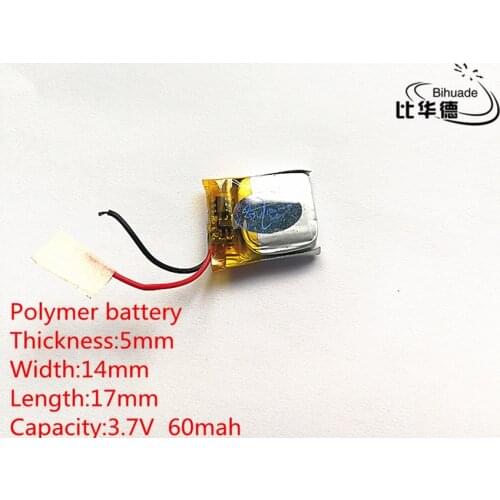 3.7V 60mAh 501417 Lithium Polymer Li-Po li ion Rechargeable Battery cells For Mp3 MP4 MP5 GPS PSP mobile bluetooth