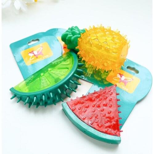 3PCS Dog Chewing Toys Fruit Shaped Freezing Molar Toys for Small and Medium Dogs