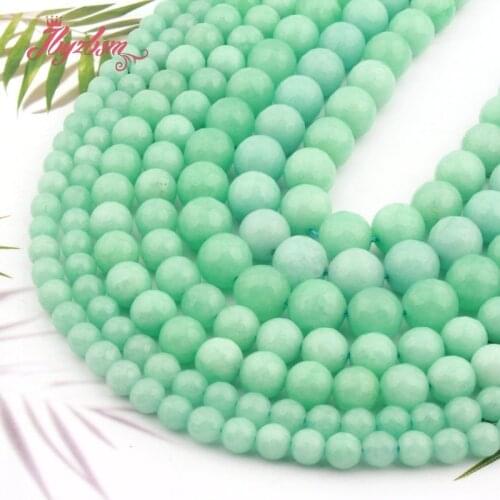 4/6/8/10mm Amazonite Jades Round Bead Faceted Stone Beads Spacer For DIY Necklace Bracelets Earring Jewelry Making Strand 15"
