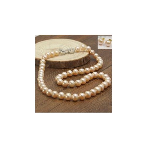 AAA 7-8mm fashion White Pink Round Freshwater Cultured Pearl Necklace earring