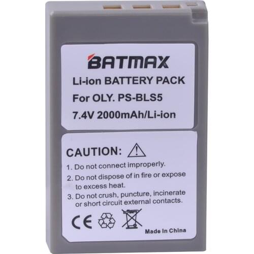 Batmax 1Pc 2000mAh 7.4V PS-BLS5 PS BLS5 PSBLS5 Battery for Olympus OM-D E-M10 PEN E-PL2 E-PL5 E-PL6 E-PL7 E-PM2 Stylus 1 EM10 II