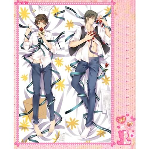 Anime Cartoon Junjou Romantica Double Bolster Hugging Pillow Case Pillow Cover Pillowcase Peach Skin 2 Way No.58055