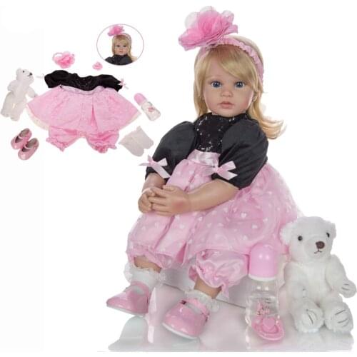 Bebe reborn toddler girl princess Dressup silicone vinyl dolls 24"60cm chidlren gift toy dolls DIY Boneca reborn realista