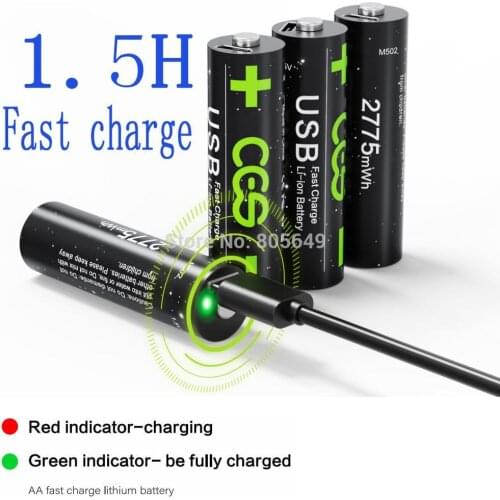 4pcs CES AA 1850mah 1.5V AA 2775mwh li-polymer li-po USB rechargeable lithium li-ion usb battery USB cable pack