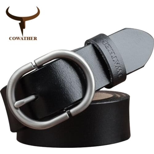 COWATHER newest men belt cow genuine leather belts for men fashion alloy buckle male strap luxury straps free shipping XF026