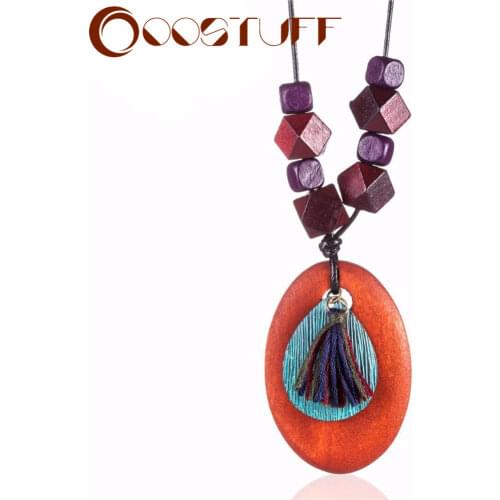 Long Necklaces Women Statement necklaces & pendants Wooden Beads Tassel Pendants Woman necklace collares kolye colar collier