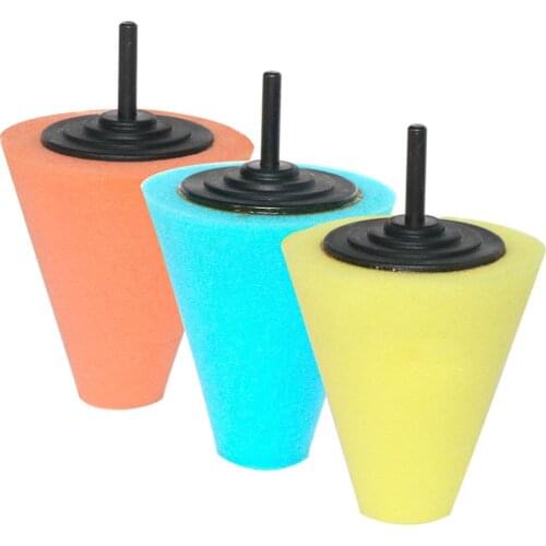 1Pc/3Pcs 3" Wheel Hub Sponge Cone Buffing wheel with 1/4" Shank Burnishing Foam Polishing Pad For Car