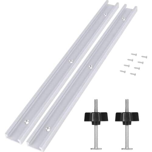 JFBL Hot 2Pcs T Track Miter Track Jig Fixture Slot and 2Pcs Metal Quick Acting Hold Down Clamp Set