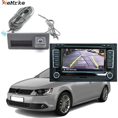 EEMRKE HD Night Vision Car Trunk Handle Camera for VW Jetta 2012-2016 Original Screen Display Parking Line Dynamic Trajectory