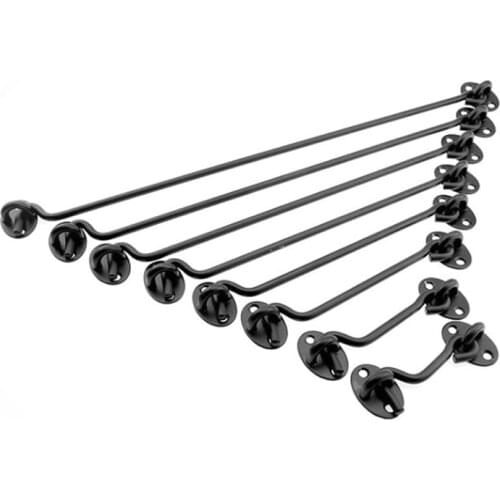 2pcs Cabin Hook, Stainless Steel Eye Latch Privacy Hooks Door with Screws Lock for Gate Shutters Window Slide Barn Shed Black