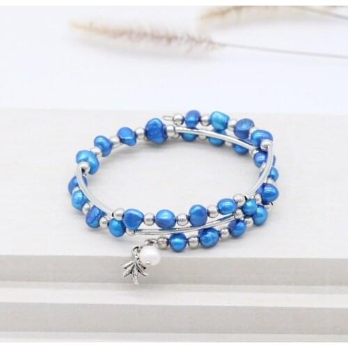 Best sale Pearl warp bracelet nugget pearl bangle for women 20 colors party daily jewelry handmade DIY