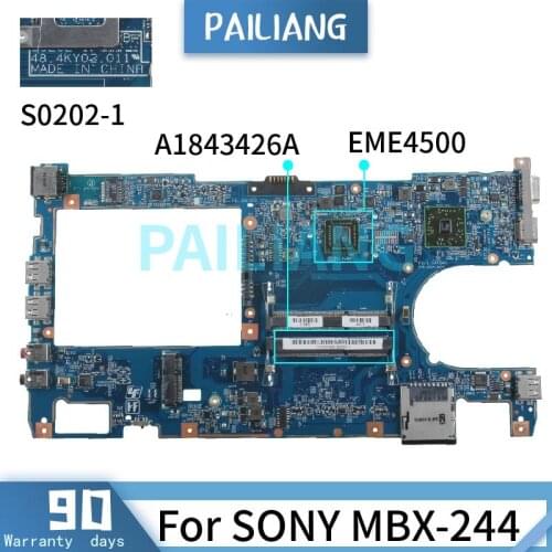 PAILIANG Laptop motherboard For SONY MBX-244 EME450 Mainboard S0202-1 A1843426A DDR3 tesed