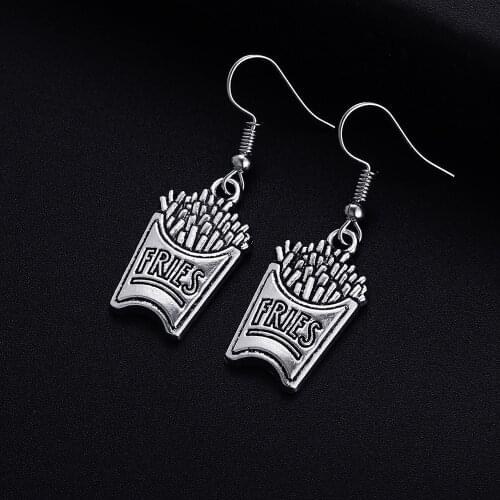 Trendy Vintage French fries Shape Dangle Earrings for Women Girl Retro Drop Earrings Cute Small Object Earring Jewelry Bijoux