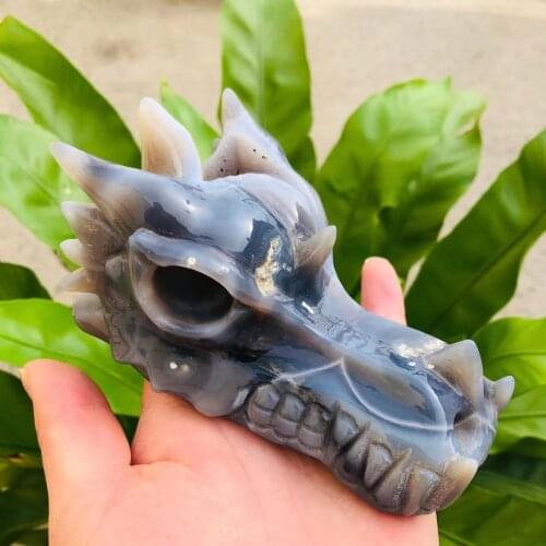 MOKAGY 11CM-12.5CM Natural Agate Geode Quartz Stone Crystal Rabbit Dragon Skulls Sculpture 1pc