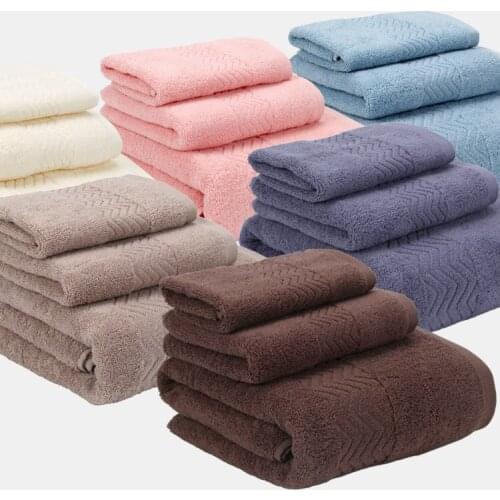 LYN&GY New 3PCS/Set 100% Cotton Towel Set One Piece 70*140cm Bath Towel One Pieces 34*75cm Face Towel 34x34cm Hand Towel Gift