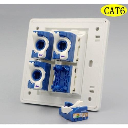 Wall Socket Plate Four Ports Rotating plug adapter RJ45 CAT6 Network Lan Outlet Panel Faceplate Home Office rotating socket