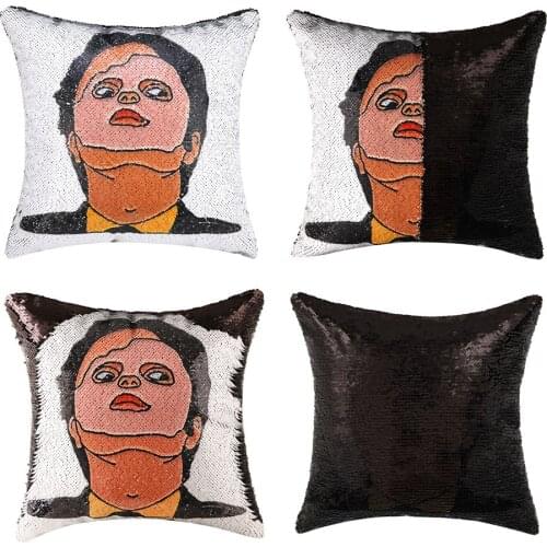 Mermaid Throw Pillow Cover The Office TV Show Magic Reversible Sequin Pillowcase Dwight Schrute The Office Gift for Boyfriend