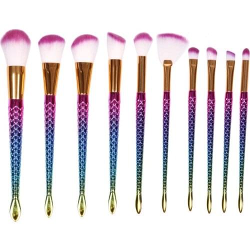 New 5pcs Make Up Foundation Eyebrow Eyeliner Blush Brush Mermaid Makeup Brush Cosmetic Concealer Tool dfdf