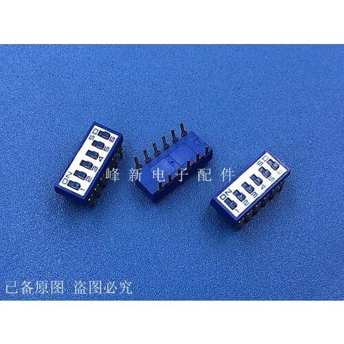 Original new 100% DIP 12pin 6-bit 6p keyboard key toggle code flat switch dial code blue spacing 2.54mm