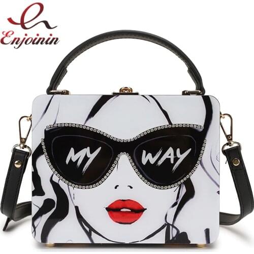 Dazzling Sunglasses Women Handbag Purse Cartoon Acrylic Style Shoulder Bag Female Casual Totes Crossbody Bag Designer Bag 2021