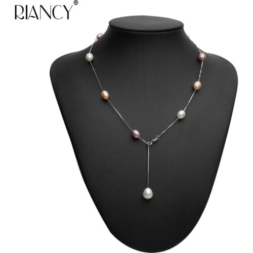 Fashion adjustable Pearl Necklace Pearl Jewelry Natural Freshwater Pearl Chokers Necklace 925 Sterling Silver Jewelry