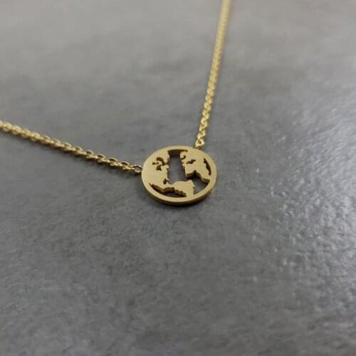 Womens Fashion World Globe Rose Gold Necklaces Pendants Best Friend Gifts Planet Earth Continents Spherical Geographic Necklace