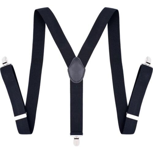 OLOME120cmx3.5cm Black Suspenders Men Women 3 Clip Adjustable Suspenders For Pants Braces
