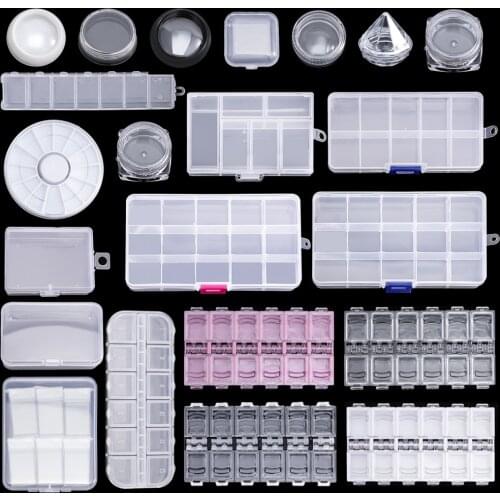 Transparent Nail Art Empty storage Case Box Rhinestones Gems Beads Earring DIY Jewelry Accessories Organizer Box Manicure Tool