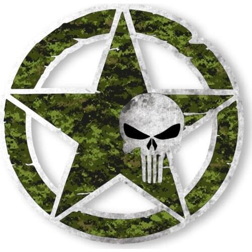 10.7CMX10.7CM Army Star PUNISHER SKULL Funny Fashion Car Sticker Decals C1-6030