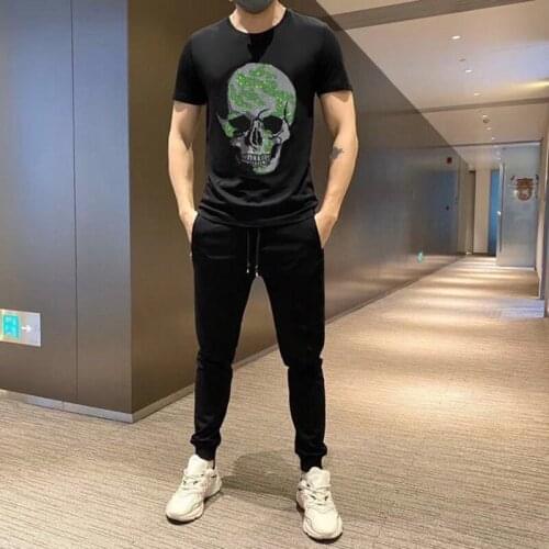 Tracksuit Mens Spring T-Shirt Cotton Plus Size Trousers Suitable For Jogging Sweatshirt Male Suit Casual Street Hot Drill Tees