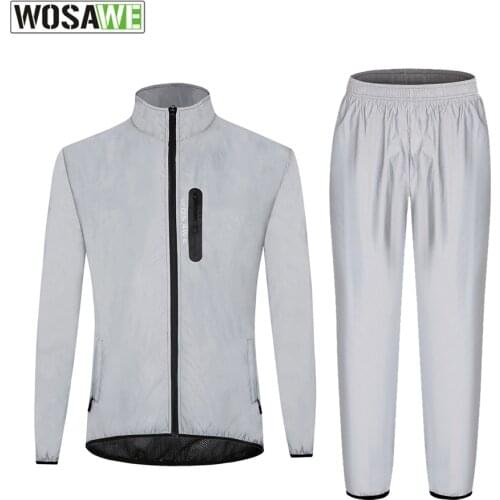 WOSAWE Bicycle Men / Women Cycling Windbreaker Trousers Reflective Jacket Night Running Windproof And Waterproof Outdoor Sports