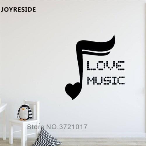 JOYRESIDE Love Music Art Wall Decal Musical Notes Wall Sticker Music Vinyl Decor Home Baby Bedroom Decor Interior Designed A954
