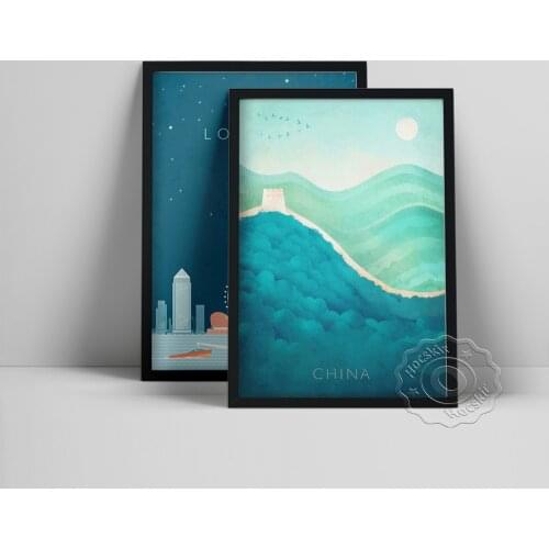 Vintage World Travel Poster, Nordic Minimalist Wall Art, London China Journey Prints Art, Tour Landmark Landscape Wall Decor