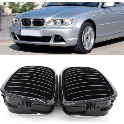 VODOOL Brand New Kidney Grille Matte Gloss Black Kidney Grill 1 Pair for BMW E46 2-Door Coupe Cabriolet 1999-2002 Accessories
