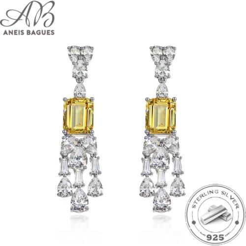 Aneis Bagues 925 Sterling Silver New 10*12mm Yellow High Carbon Diamond Sparkling Topaz Wedding Party Fine Jewelry Wholesale