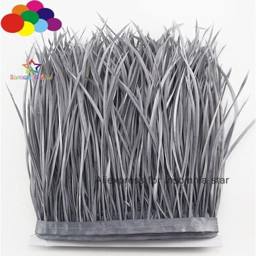 1/5/10 meter Carnival 15-20 cm Dyed Gray Stripped Goose Boits Feather Trim Manufacturer Direct Sale