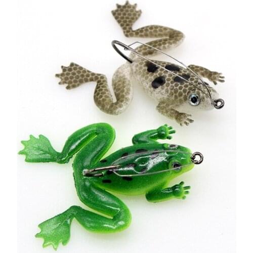 1pcs 60mm 5g Hooks Soft Frogs esche siliconiche pesca mar soft bait frog fishing hooks Artificial Topwater Wobbler Pike Snake