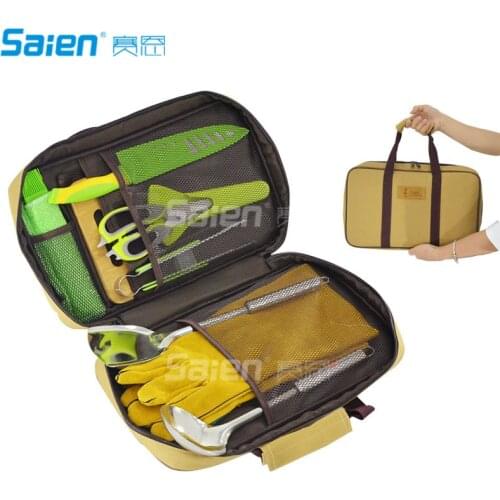 10pcs Backpacking Camping Cookware Kitchen Utensil BBQ Organizer Travel Mess Kit with Water Resistant Case, Cutting Board, Tongs