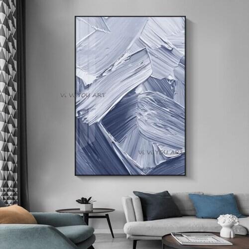 100%Hand Painted Oil Painting Modern Blue Simplicity Personality Modern Abstract Canvas Painting Wall Art Picture For Home Dec