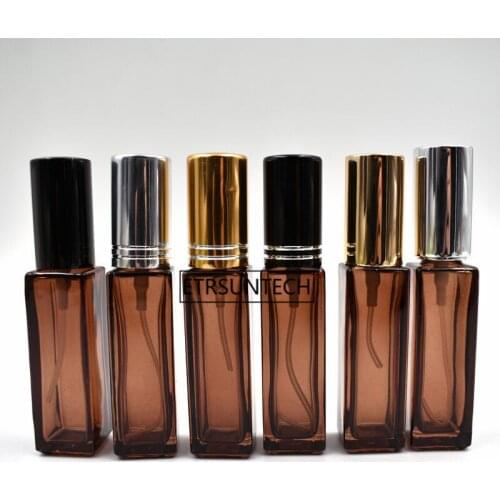 100pcs Square Empty Glass 10ml Perfume Bottle Spray With Cap Parfum Bottles Refillable F2349
