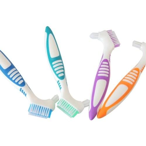 2 pcs Denture Cleaning Brush Soft Multi-Layered Bristles False Teeth Brush Y-shape Teeth Brushes Oral Care Tool