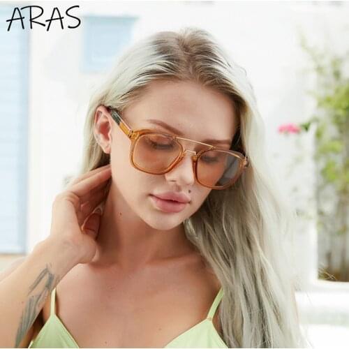 2021 New Fashion Square Sunglasses Women Men Shield Luxury Brand Designer Retro Double Bridges Gradients Lens Travel Sun Glasses