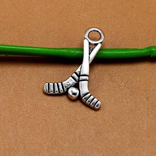 36pcs/Lot Sport Hockey Stick Charm Silver Color Alloy Pendant Diy Aesthetics Accessories Handmade Jewellery Making Crafts