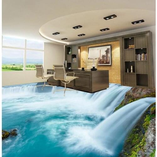 3d wallpaper pvc Fashion creative waterfalls 3D flooring bathroom floor wallpaper Home Decoration