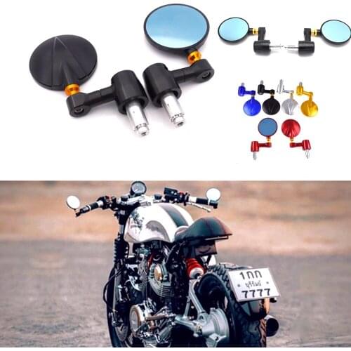 7/8" 22mm CNC Motorcycle round Handlebar Bar End Rearview Rear View Side Mirrors Universal for Yamaha Honda Suzuki Harley