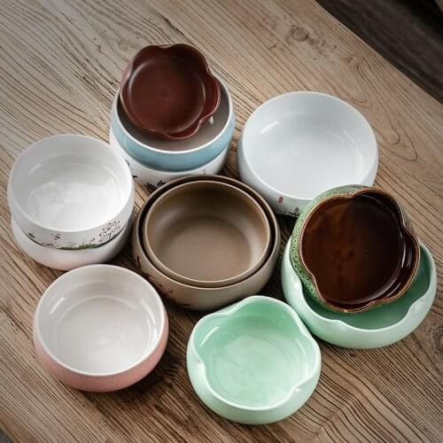 Large Multifunctional Lotus Leaf Tea Wash Pen Wash Hydroponic Basin Flowerpot Water Bowl Ceramic Tea Set Accessories
